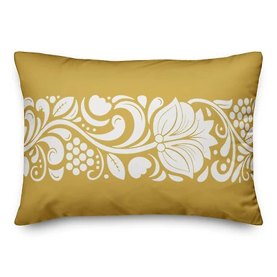 Folk Floral Yellow 14" x 20" Throw Pillow