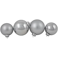 72ct. 4" Silver Shiny and Matte Christmas Glass Ball Ornaments