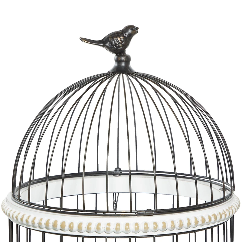 White Wood Farmhouse Birdcage, 44" x 14" x 14"