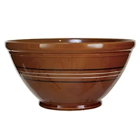 Hello Honey® 6qt. Brown Reactive Glaze Stoneware Mixing Bowl with Black & White Lines
