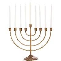 17" Bronze Metal Layered Arch Candelabra with Textured Base