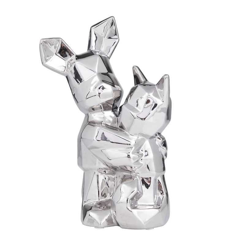 CosmoLiving by Cosmopolitan Silver Porcelain Contemporary Sculpture, 12" x 8" x 5"