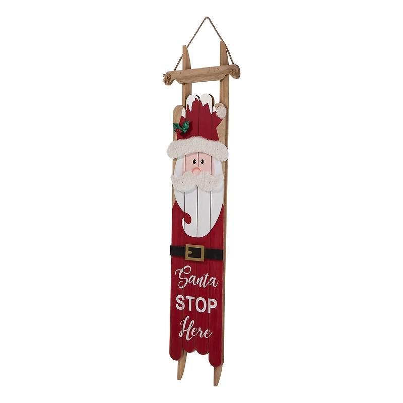 Glitzhome® 42" Wooden Sleigh Santa Porch Sign