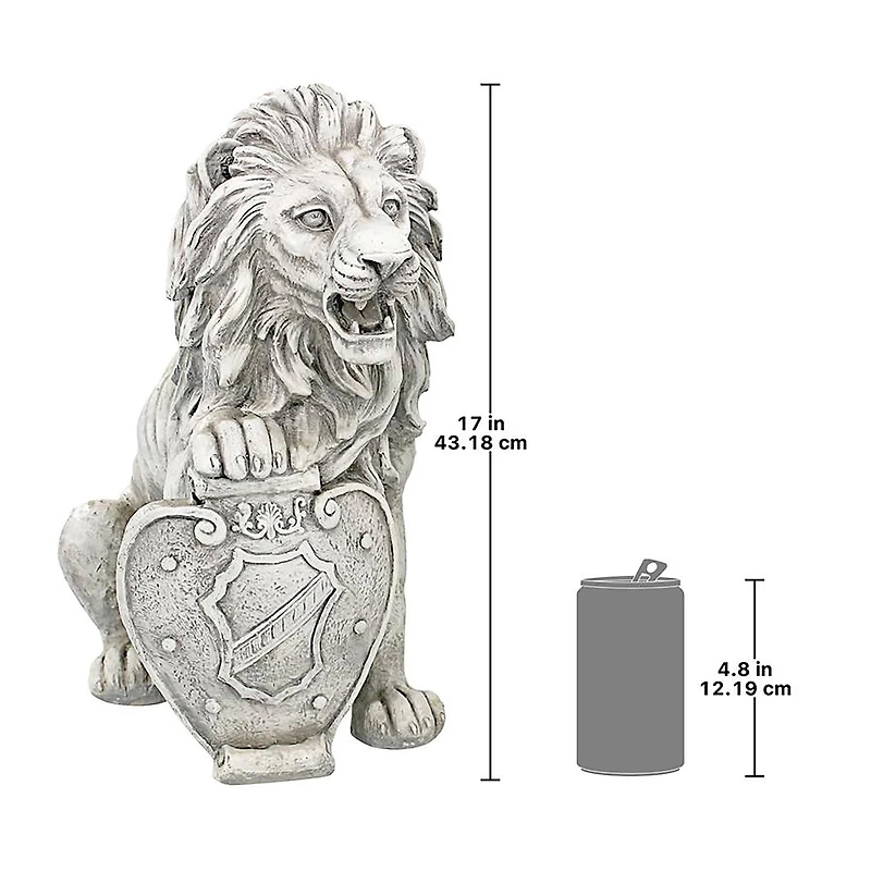 Design Toscano 17" Right Paw Up Roaring Beasts of Castello di Rocca Lion Sentinel Statue
