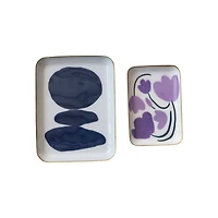 Hello Honey® Floral & Abstract Print Enameled Metal Tray, 2ct.