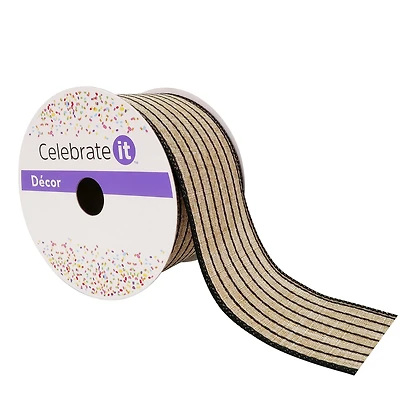 2.5" x 25ft. Faux Linen Wired Pinstripe Ribbon by Celebrate It™