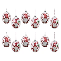 Peppermint Gnome Glass Disc Ornament Set