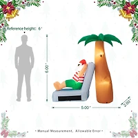 Glitzhome® 6ft. LED Lighted Santa Under Coconut Tree Inflatable Décor