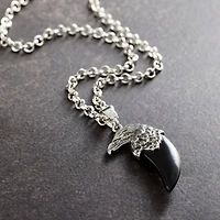 Rhodium & Obsidian Eagle Pendant by Bead Landing™