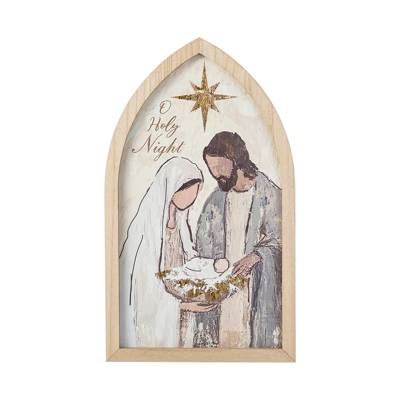 Glitzhome® 19.75" Wooden Gold Foil Nativity Scene Wall Decor