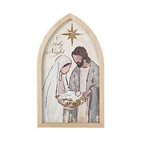 Glitzhome® 19.75" Wooden Gold Foil Nativity Scene Wall Decor