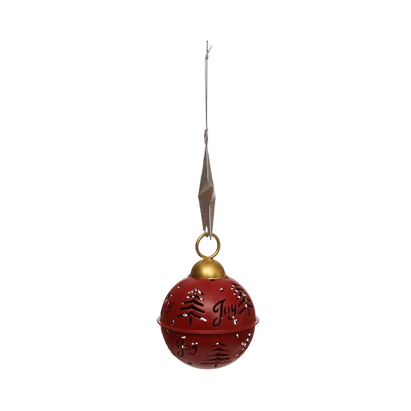 8" Red Jingle Bell & Silver Glitter Star Metal Ornament by Ashland®