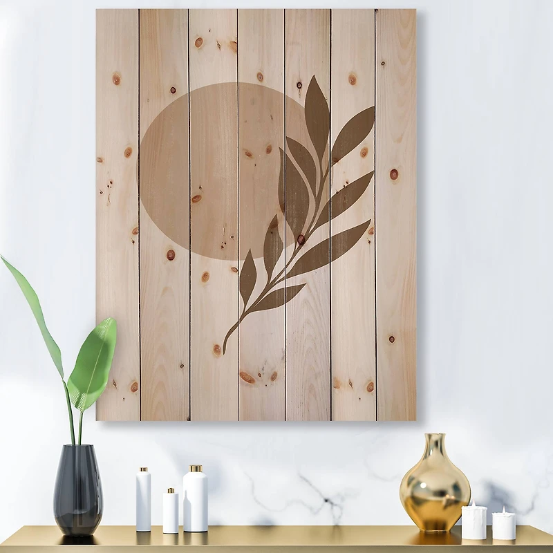 Designart - Abstract Terracotta Sun & Moon With Tropical Leaf