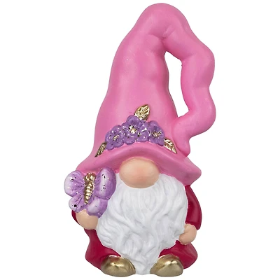7" Pink & Fuchsia Spring Gnome Figurine & Butterfly