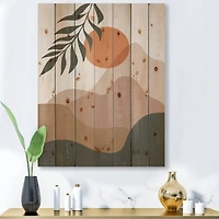 Designart - Abstract Red Moon In Earth Toned Mountains I