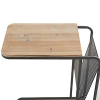 Black Metal Industrial Accent Table 25" x 20" x 12"