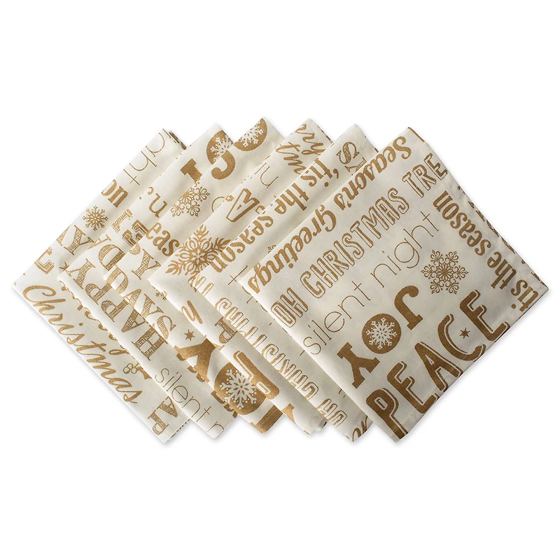 DII® Gold Christmas Collage Napkins, 6ct.