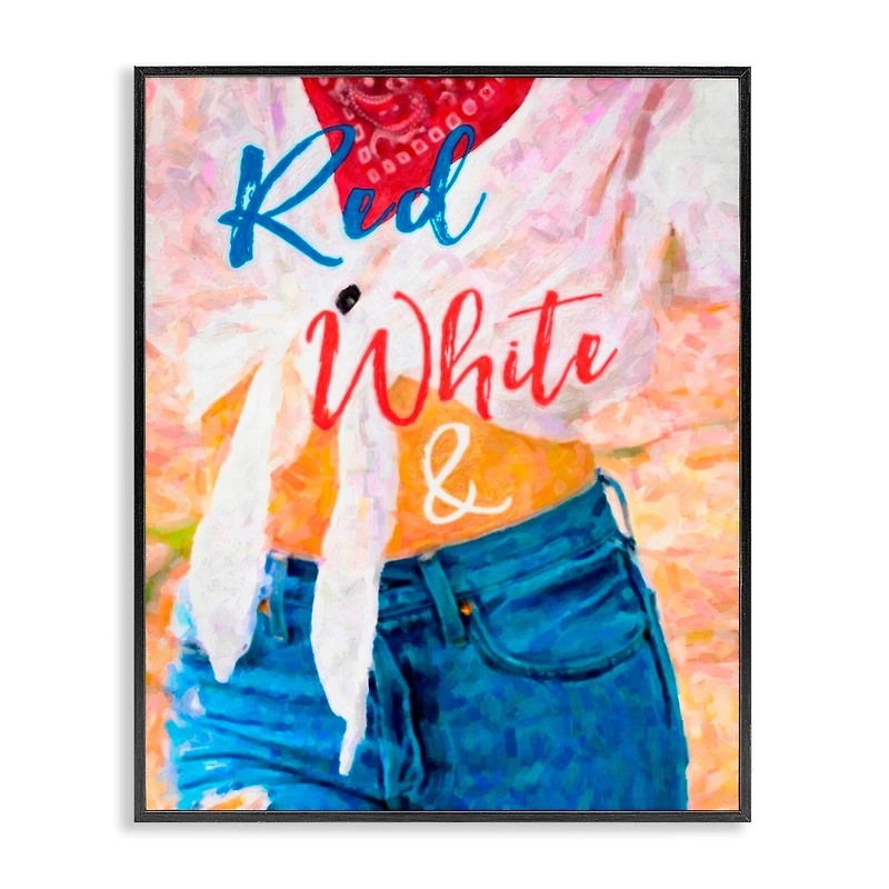 Stupell Industries Red White & Blue Patriotic American Celebration Framed Giclee Art