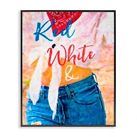 Stupell Industries Red White & Blue Patriotic American Celebration Framed Giclee Art