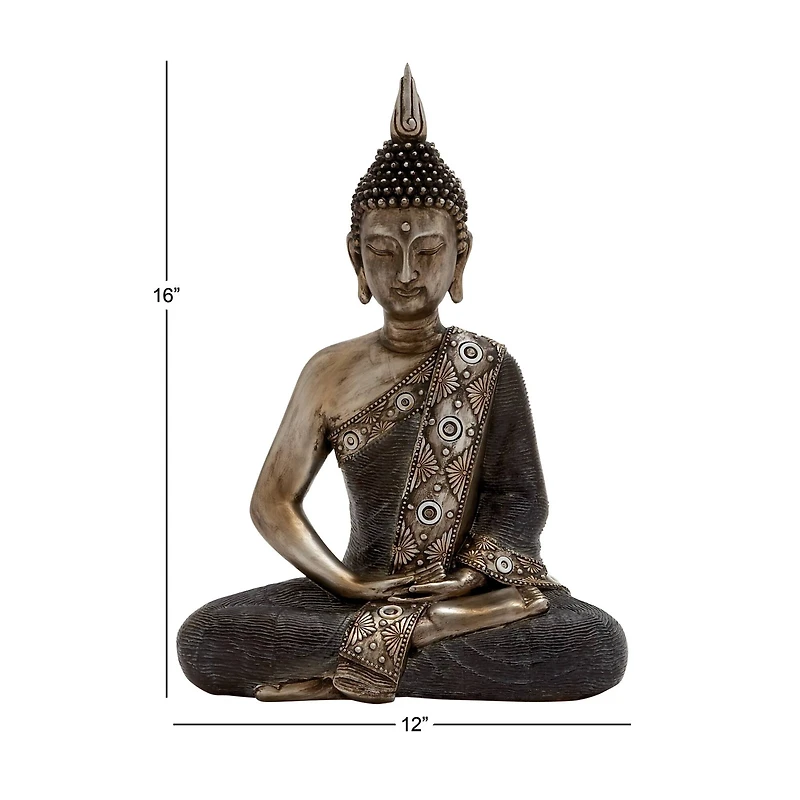 Brass Bohemian Polystone Sculpture, Buddha 16" x 12" x 6"