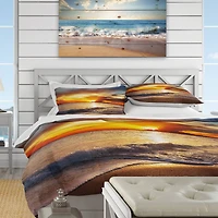 Designart 'Yellow Sunset Through Dark Clouds' BEach Bedding Set