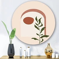 Designart - Abstract Geometrical Moon With Leaf III