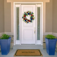 21" Red, White & Blue Mixed Floral Americana Wreath