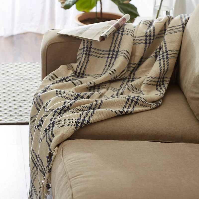 DII® French Blue Modern Farmhouse Plaid Throw