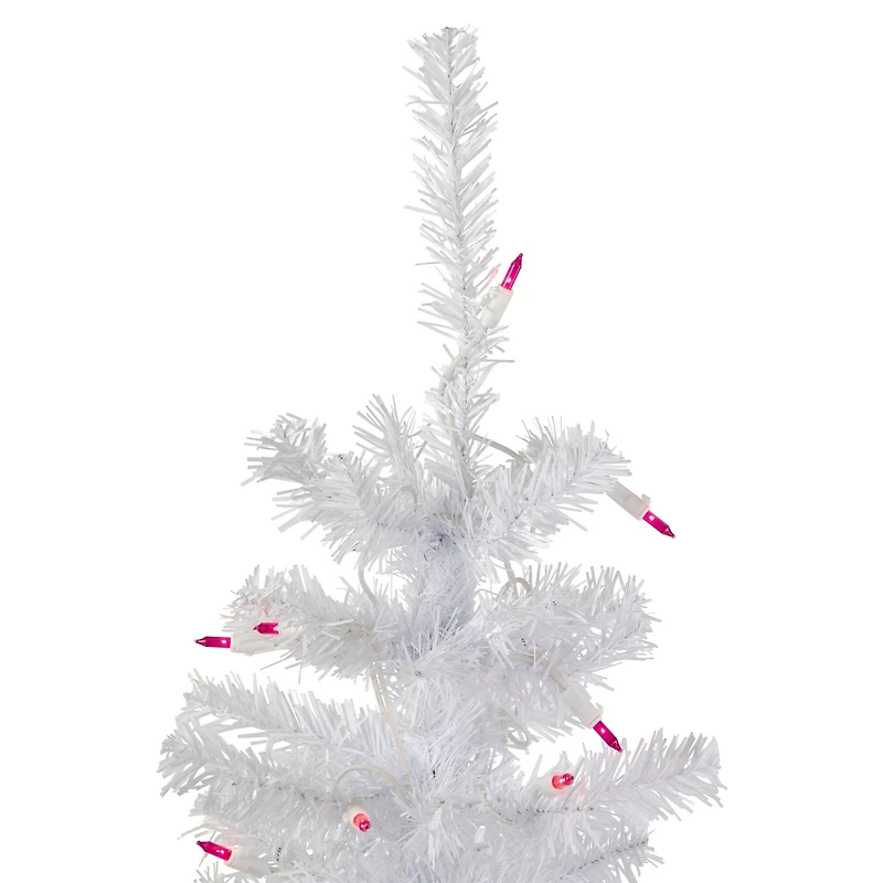 3ft. Pre-Lit Woodbury White Pine Slim Artificial Christmas Tree, Pink Lights