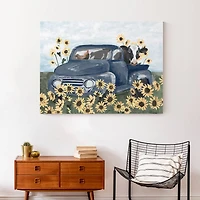 Farmhouse Animals in Truck 40" x 30" Canvas Wall Art