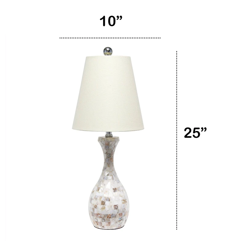Lalia Home 25" Curved Mosaic Seashell Table Lamp with Chrome Accents