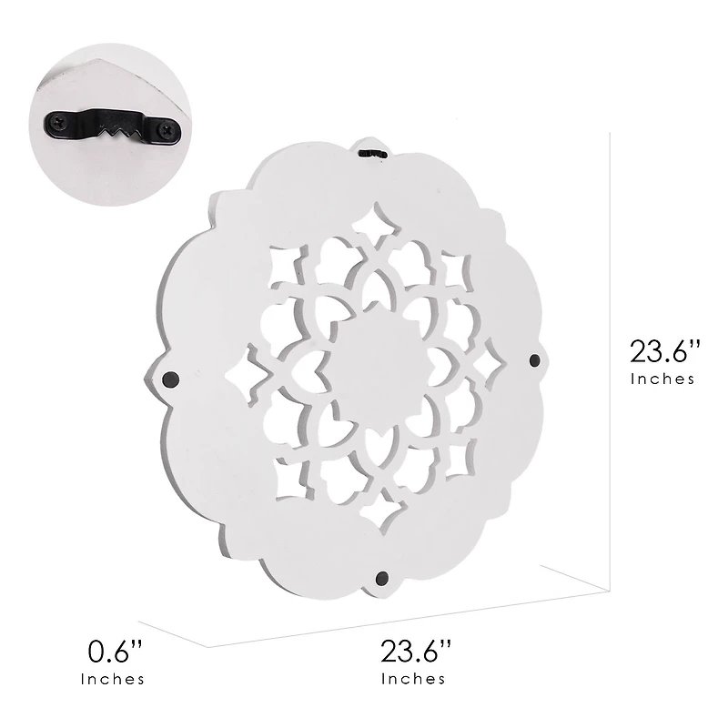 American Art Décor™ 24" Large White Traditional Hand-Carved India Wood Medallion