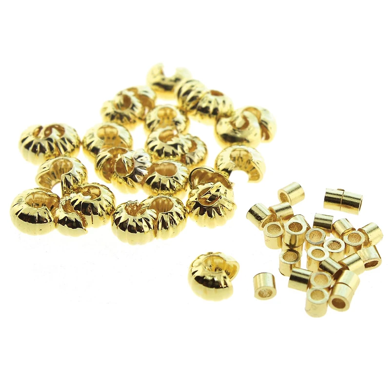 The Beadsmith® Assorted Gold Plated Crimp Tubes & Crimp Covers
