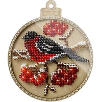 Wonderland Crafts Robin Bead Embroidery on Wood Ornament Kit