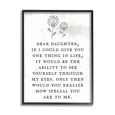 Stupell Industries Dear Daughter How Special You Are Phrase Rustic Flower Framed Wall Art
