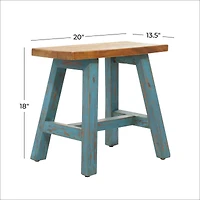 18" Blue Mahogany Farmhouse Stool