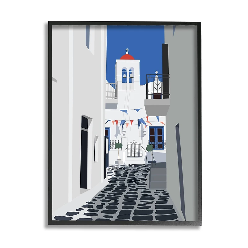 Stupell Industries European Coastal City Street Framed Wall Art