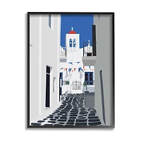 Stupell Industries European Coastal City Street Framed Wall Art