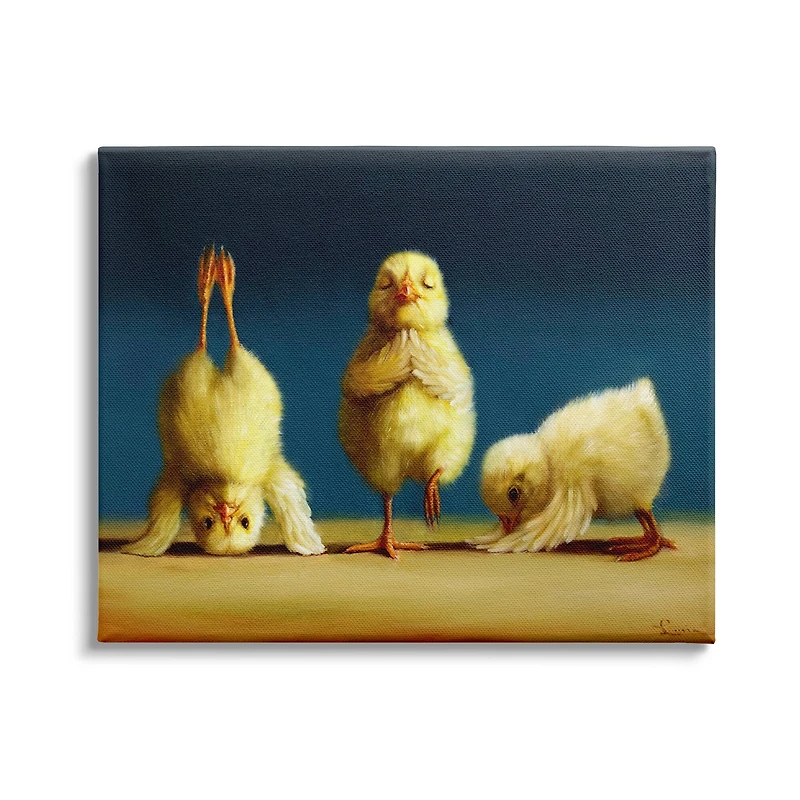 Stupell Industries Yoga Chicks Funny Stretching Poses Farm Animal Painting Canvas Wall Art