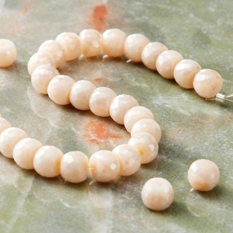 12 Pack: Silverite Champagne Faceted Glass Rondelle Beads, 8mm by Bead Landing™