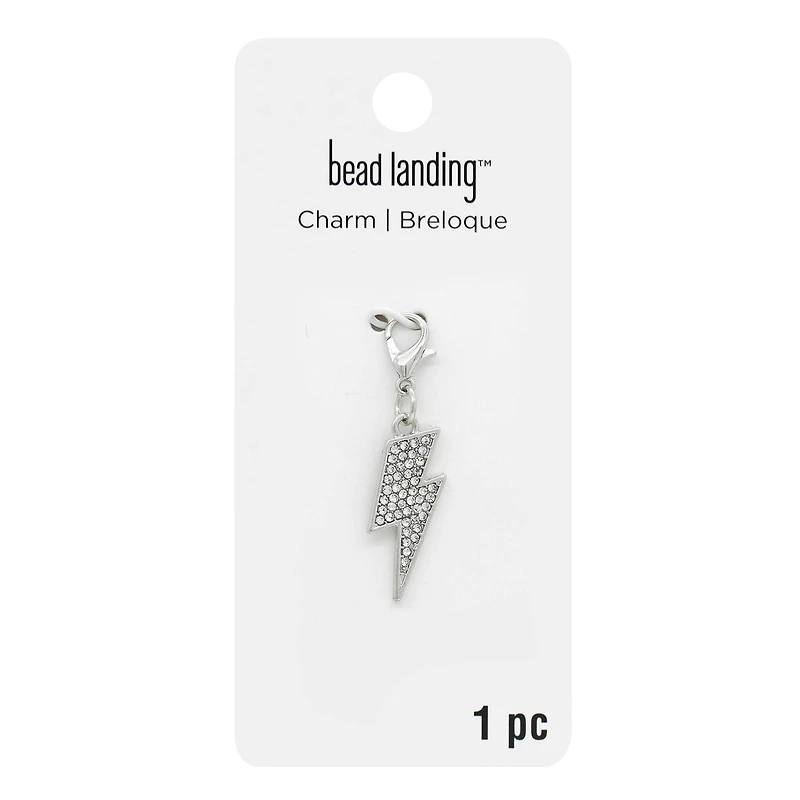 Silver Bling Lightning Bolt Charm by Bead Landing™