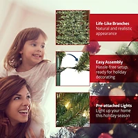 7.5ft. Pre-Lit Vermont Spruce Artificial Christmas Tree, Clear Lights