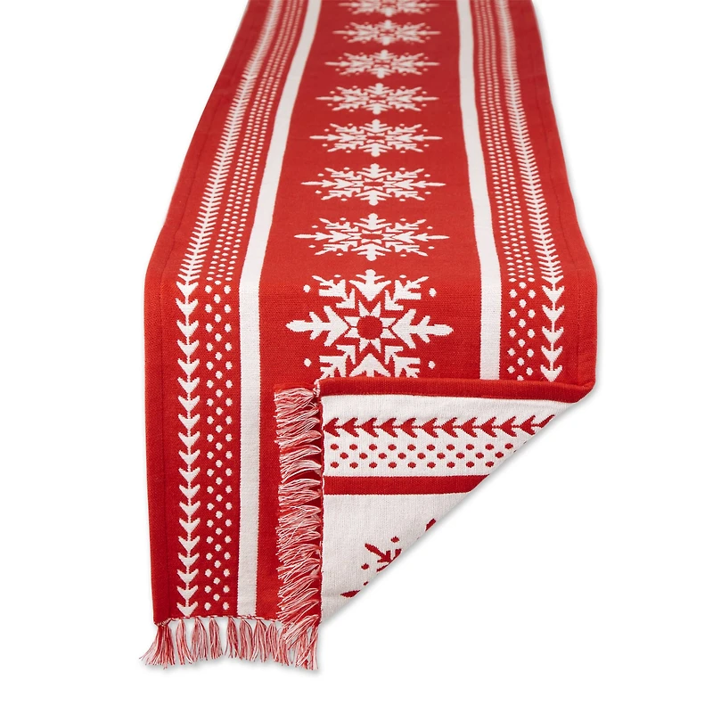 DII® 72" Nordic Snowflake Stripe Jacquard Table Runner
