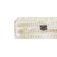 Distressed White Wooden Filigree Decorative Box Set