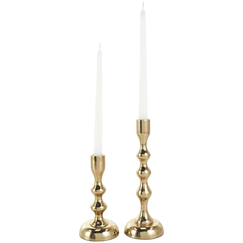 Contemporary Aluminum Taper Candle Holder Set