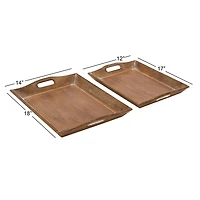 Brown Mango Wood Traditional Tray Set
