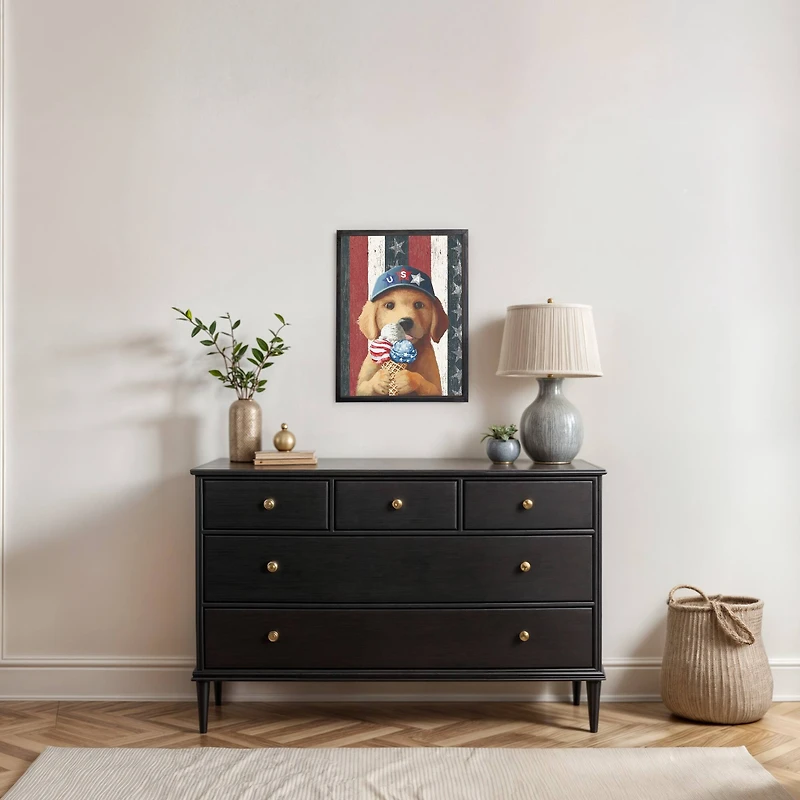 18" x 24" Patriotic Ice Cream Pup Framed Print