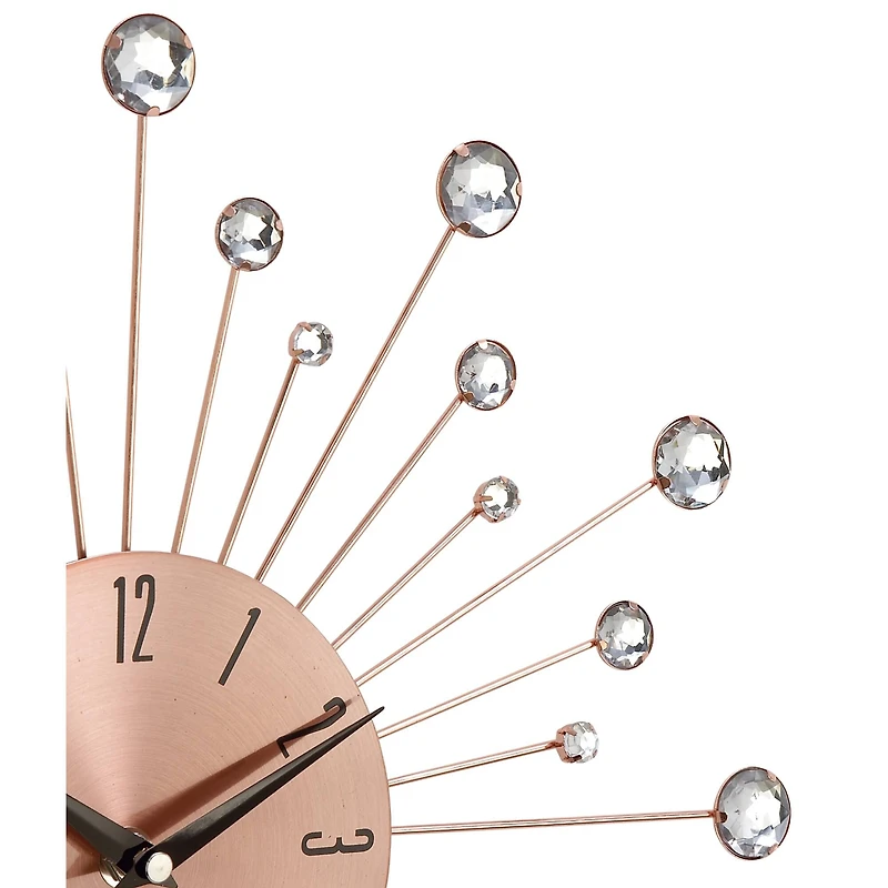 Copper Metal Glam Wall Clock, 15"