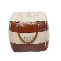 Brown Canvas Rustic Stool, 19" x 21" x 20"