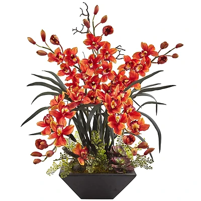 3ft. Red Boat Orchid Arrangement in Black Vase
